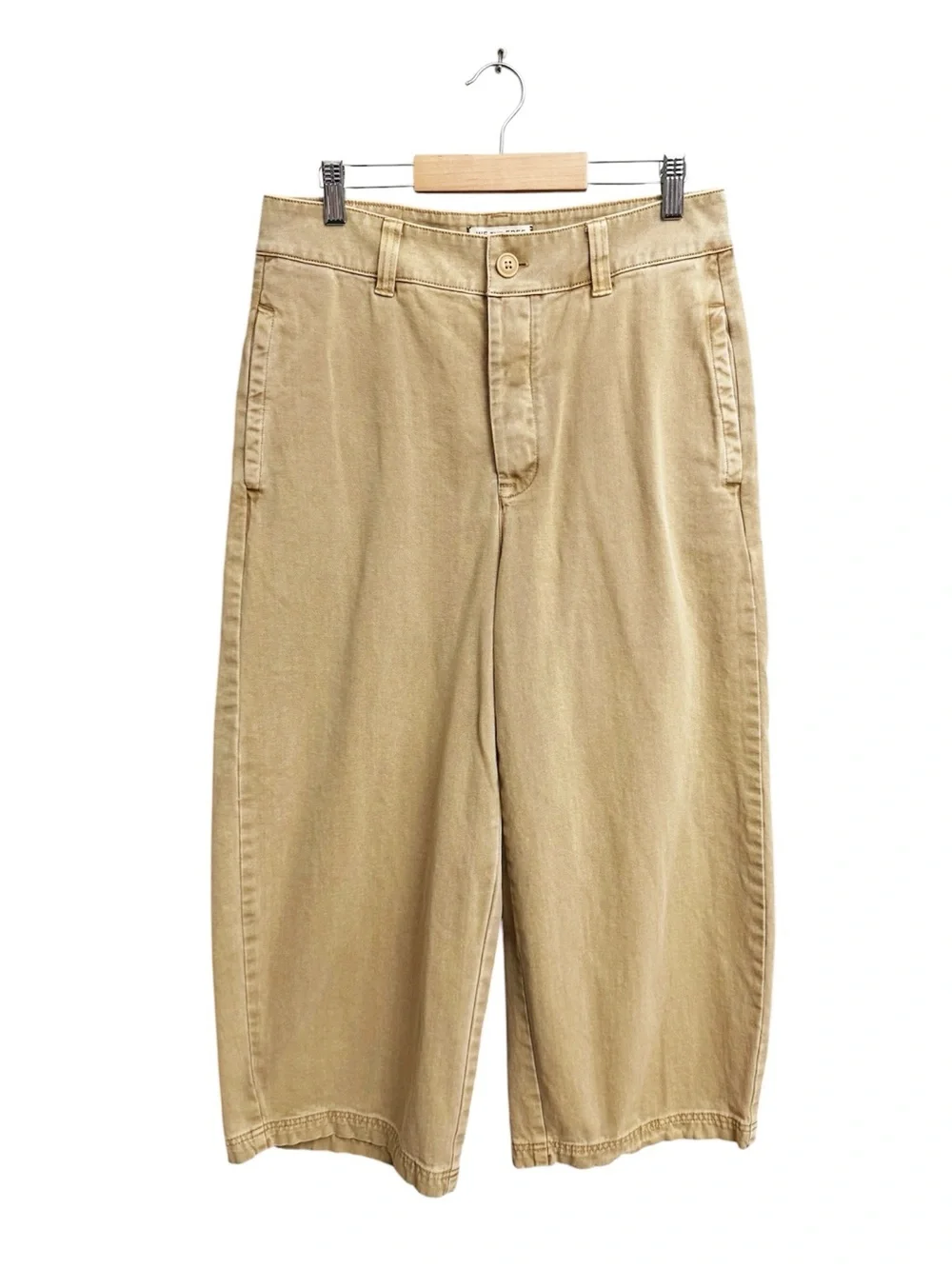 Free People Lay Down Chino Barrel Leg Trouser Pants